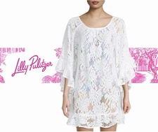 Lilly Pulitzer NWT Atley Ruffle Coverup White Paradise Found Lace Size L/XL