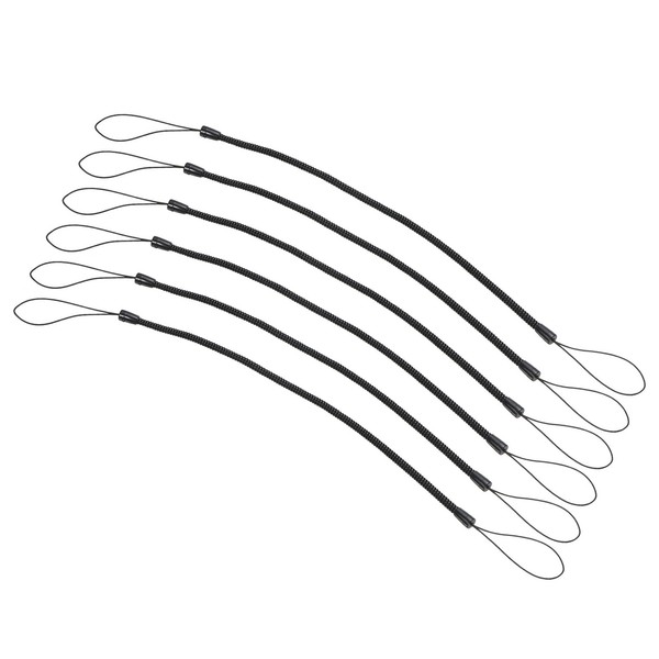 SchlüSselband Mit Spiralband,Aus Kunststoff,Einziehbar,20,3 Cm,Schwarz,6 StüCk-image