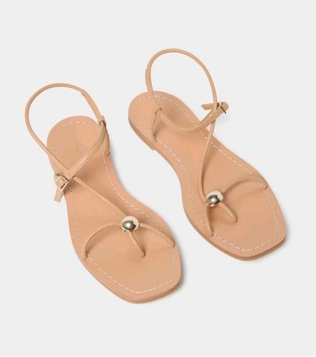 Loeffler Randall Lara Damen-Sandalen US 10 Dune Leder eckige Zehenpartie  - Bild 3 von 9