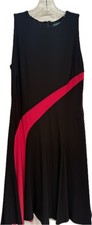 Lauren Ralph Lauren Women’s Dress 10, Black Pink Stripe Back Zip, Stretch A-Line