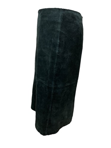St. John's Bay A-line Skirt Washed Black Suede Genuine Leather Vintage Size 8 - Picture 4 of 10