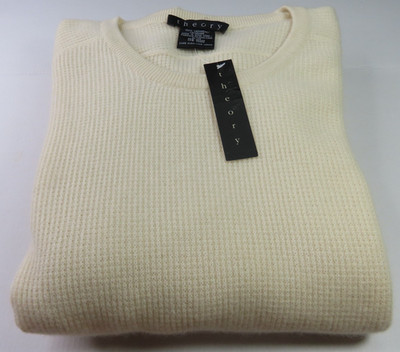 Theory Elton Pure Cashmere Crewneck Sweater Mens Beige Cream Pullover XL NWT NEW