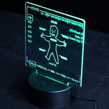 Xcoser Fallout Pip Boy Stats 3D LED Night Light Vault Boy Acrylic Lamp Decor