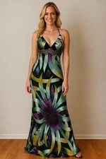 Dave & Johnny Silk Formal Dress Glam Prom Evening Y2K