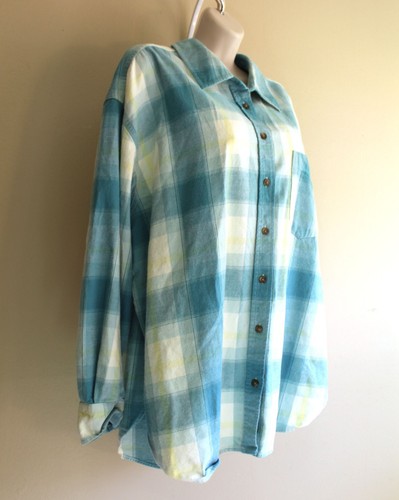 Clean Grunge Baumwoll Flanell Hemd blau kariert XXL 1X plus Universalfaden dick - Bild 5 von 7