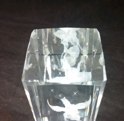 3D Laser Etched Glass Crystal Cube Unicorn And Fairy. 4.5x4.5x14.5cm. Chip i14 - Picture 6 of 9