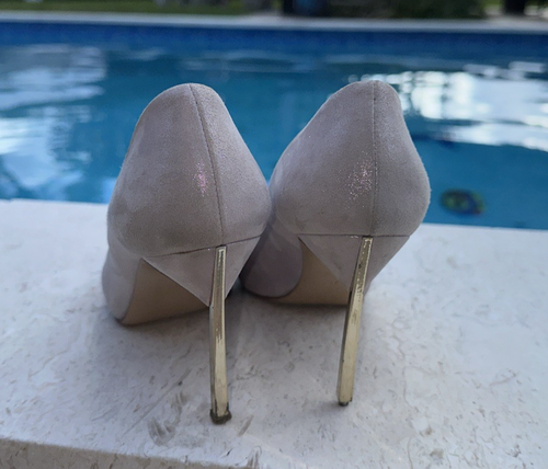 CASADEI PUMPS schimmernd beige Leder gold Absatz spitz zulaufend Gr. 37 MADE IN ITALY - Bild 7 von 16