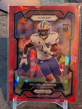 Dillon Johnson  2024 Panini Prizm Draft Picks Red Cracked Ice RC Washington