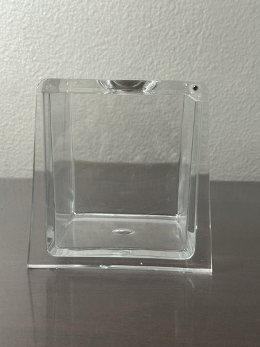 MCM Lucite Plastica Acrilica Porta Fazzoletti Quadrato Cubo Quadrato Coperchio Pieghevole - Foto 2 di 8
