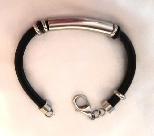 Pulsera Mujer Imitación Cuero Negro Tono Plateado Cierre Langosta 6" - Imagen 11 de 13