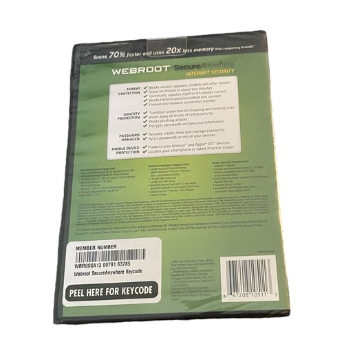 DVD de sécurité Internet Webroot Secure Anywhere neuf scellé en usine - Photo 2/2