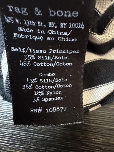 Rag & Bone Woman’s Black/White Striped Silk Blend Sleeveless Shirt SZ M, Casual - Bild 5 von 5