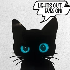 Glow in the Dark Cat Eyes Sticker | Cute Spooky Black Cat Vinyl Decal 3.5" x 3.5