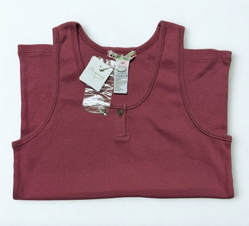 Bonpoint Mädchen geripptes Tanktop 100 % Baumwolle 8 Jahre rosa Strick Henley-Stil Sommershirt - Bild 3 von 6