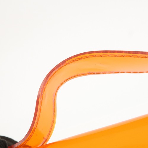 HERMES Kelly Vinyl Hand Bag Clear Transparent Orange Authentic Used F/S - Picture 7 of 20