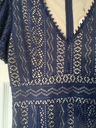 Apricot Navy Dress Lace Style Cut Out Beige Maxi Summer Wedding Races 10 £39!!! - Picture 2 of 7