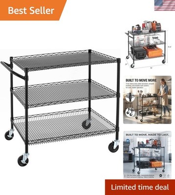 3 Tier Heavy Duty Utility Cart - NSF Approved for Kitchen & Commercial Use