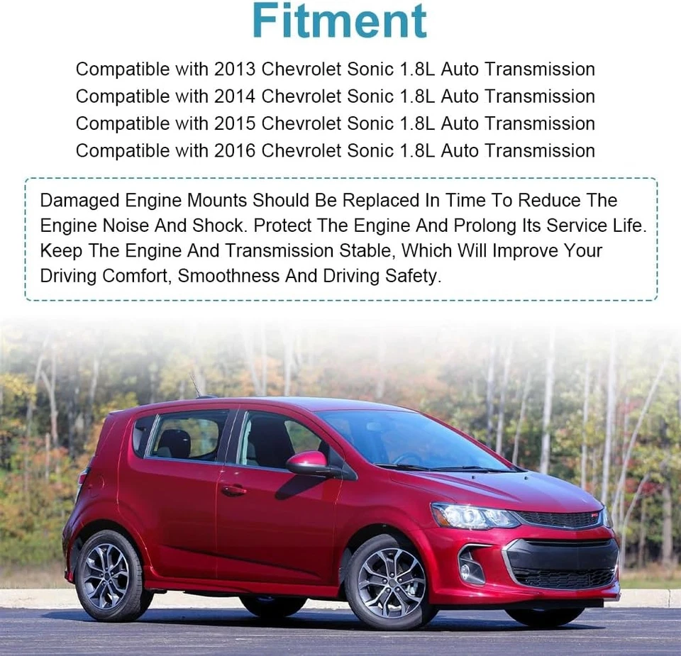 3PCS Engine & Auto Trans & Torque Strut Mount For 2013-2016 Chevrolet Sonic 1.8L Foto 3 de 4