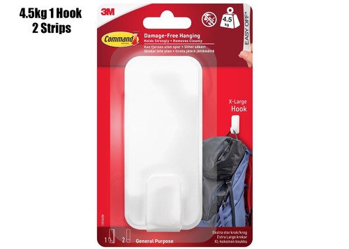 Command XL Wall Hook Heavy Duty Damage Free Hanging Hold 4.5kg 8.5kg - Sizes - Picture 12 of 13
