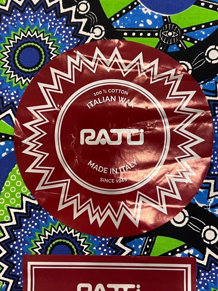 Tela de cera africana 6 yardas 100 % algodón hecha en Italia por Ratti verde y azul Foto 2 de 4