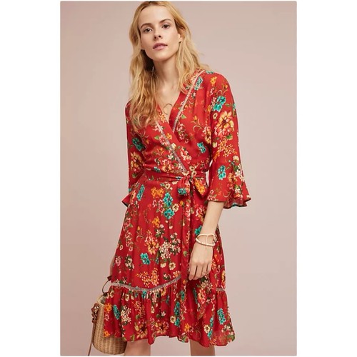 Anthropologie Farm Rio Kenzie kurzes Wickelkleid mit Blumenmuster Größe XS - Bild 1 von 6