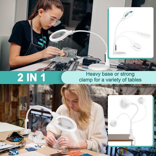 Stepless Dimmable Lighted Magnifier with 10X Glass, Ideal for Crafts & Hobbies - Picture 6 of 9