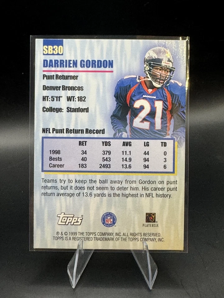 1999 Topps Darrien Gordon Season's Best #SB30 - Denver Broncos - Image 2 of 2