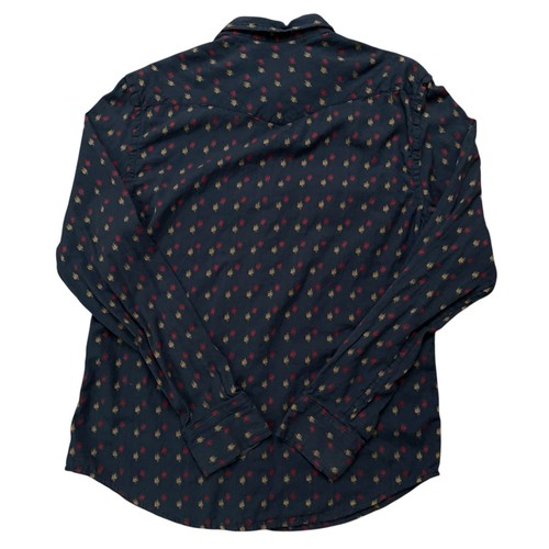 Salt Valley Western Shirt Mens L Long Sleeve Pearl Snap Button Geometric Blue - Picture 3 of 5