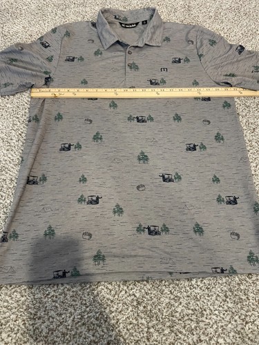 Travis Mathew Shirt Golf Polo Men's Size XL Gray Golf Carts Mountains Beer Print - Picture 6 of 9