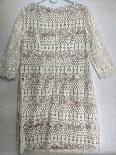 Eliza J Spitzen-Overlay Etui-Kleid Damen 10 elfenbein/nude formell Boho Cocktail - Bild 5 von 8