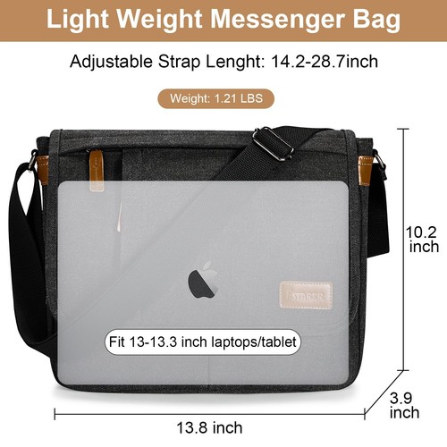 Messenger Bags for Men 13-13.3 Inch Laptop Briefcase Water Resistant Canvas B... - Picture 4 of 7