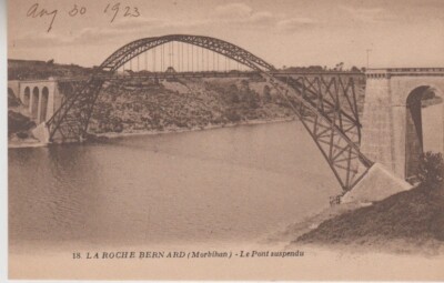 La Roche Bernard (Morbihan). Le Pont suspendu sur la Vilaine. Bridge. RPPC #18