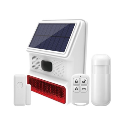 Drahtloses solarbetriebenes Alarm-Kit und externe Sirene/Stroboskop außen, UK-Version