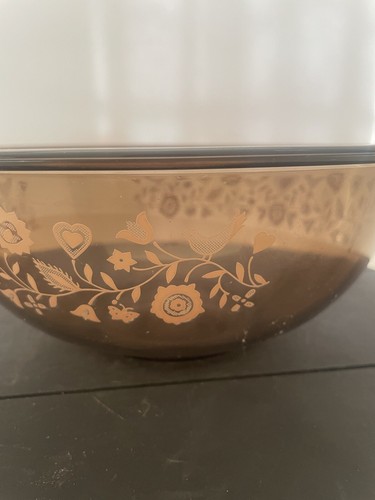 Pyrex 325 2.5L Forever Yours Bird Amber Brown Mixing Bowl Mid-Century Farmhouse - Picture 3 of 7