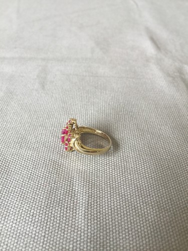 Ruby Cluster Ring Size 6 10K Yellow Gold - Picture 5 of 12
