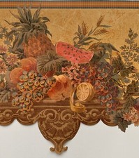 Raymond Waites Georgian Garden Scalloped Vintage Fruits Kitchen Wallpaper Border