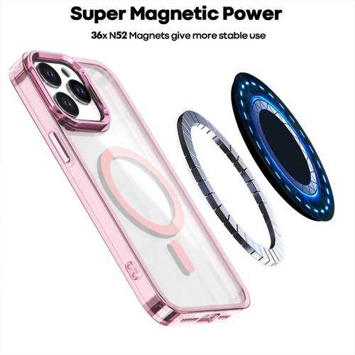 For iPhone 17 Pro Max Air 16 15 14 13 12 Clear Mag Safe Case with Camera Stand - Picture 2 of 13