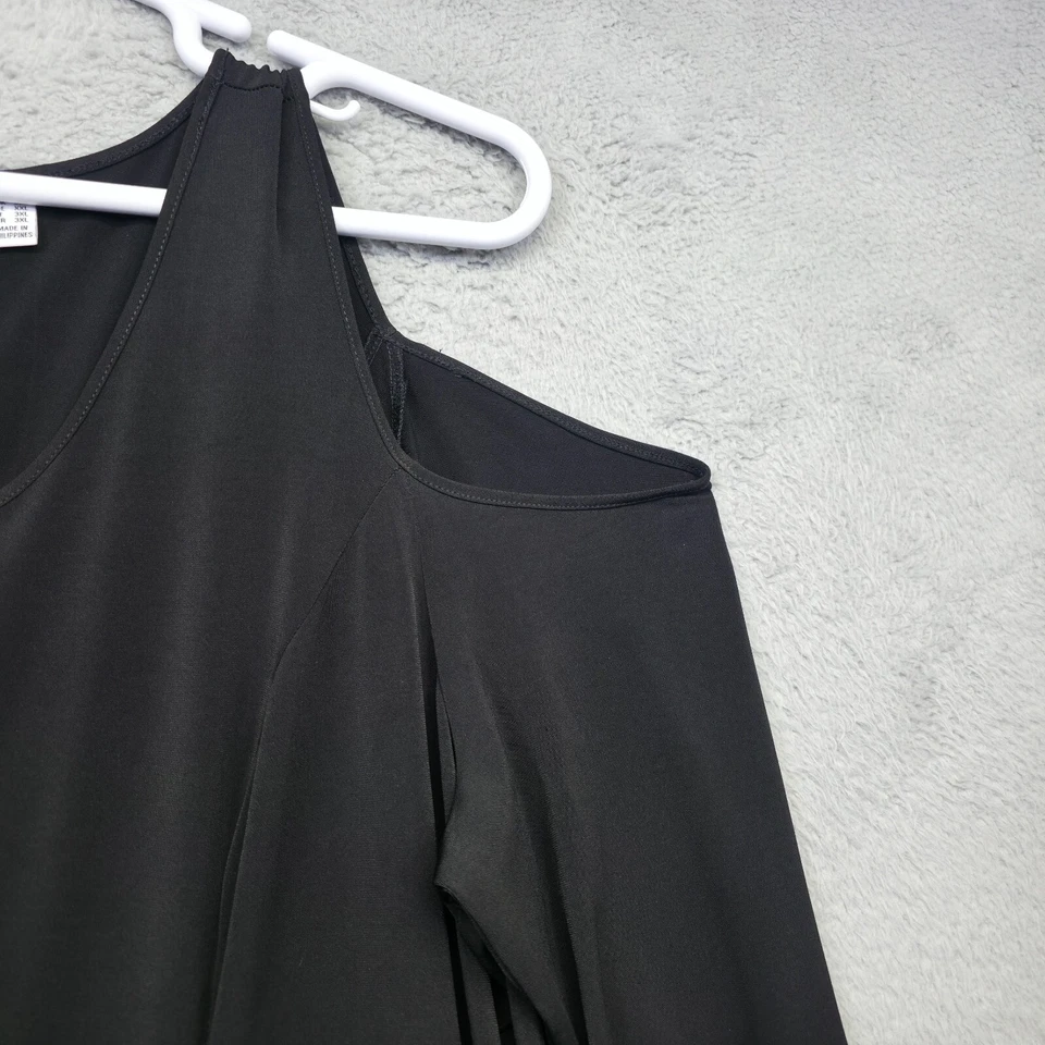 Susan Graver Dress Women Plus Size 2X Black Cold Shoulder Whimsigoth Flowy Tunic - Image 4 of 4