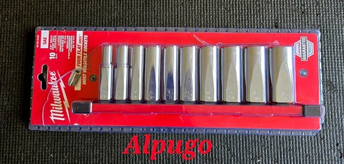 Milwaukee 48-22-9405 3/8" Drive Deep Well SAE Socket Set ~ 10pc ~NEW~ - Picture 2 of 5