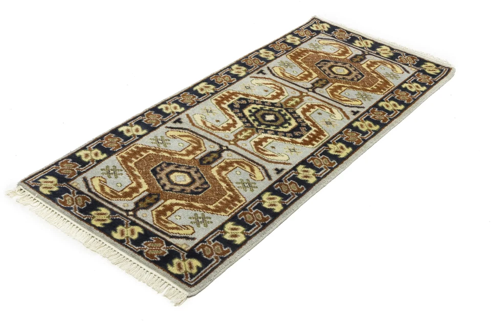 Hand-Knotted Heriz Serapi Oriental Rug Tribal Carpet Kitchen & Bedroom 3X6 ft - Image 3 of 4