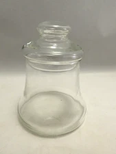 Vintage 4.5" Clear Glass Bell Shaped Apothecary Lidded Jar - Candy Dish