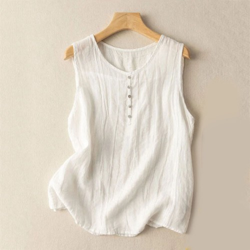 Women's Sleeveless Loose Tank Tops Casual Retro Cami Blouse Button T-Shirt ⚝ - Picture 12 of 23