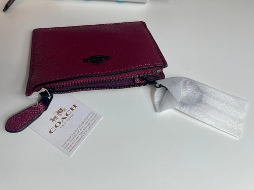 Coach Metallic Purple Crossgrain Leather Wallet & ID Case New - Picture 5 of 11