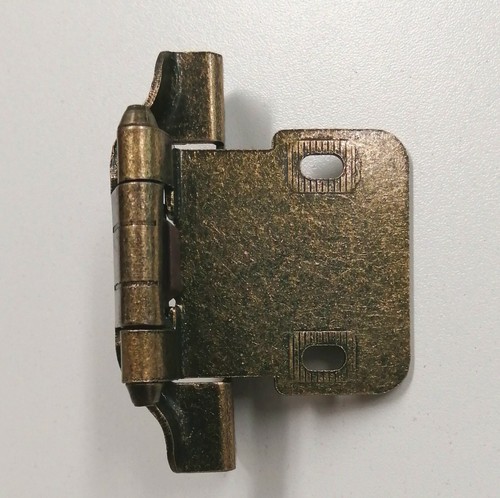 Antik Messing 1/4 Zoll halbverwickelt Overlay Schranktürscharnier mit Selbstverschluss - Bild 1 von 5