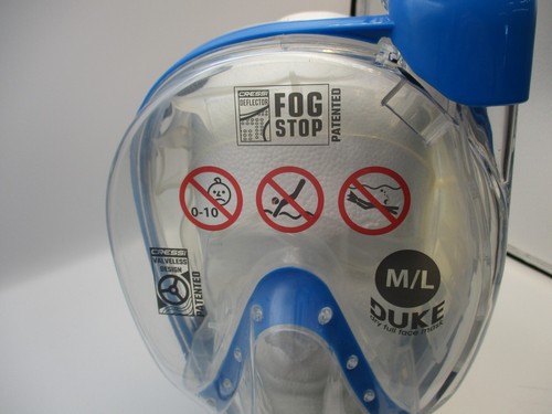 Cressi Duke Dry Full Face Mask Clear/Blue Panoramic View Fog Stop Size M/L - Picture 4 of 10