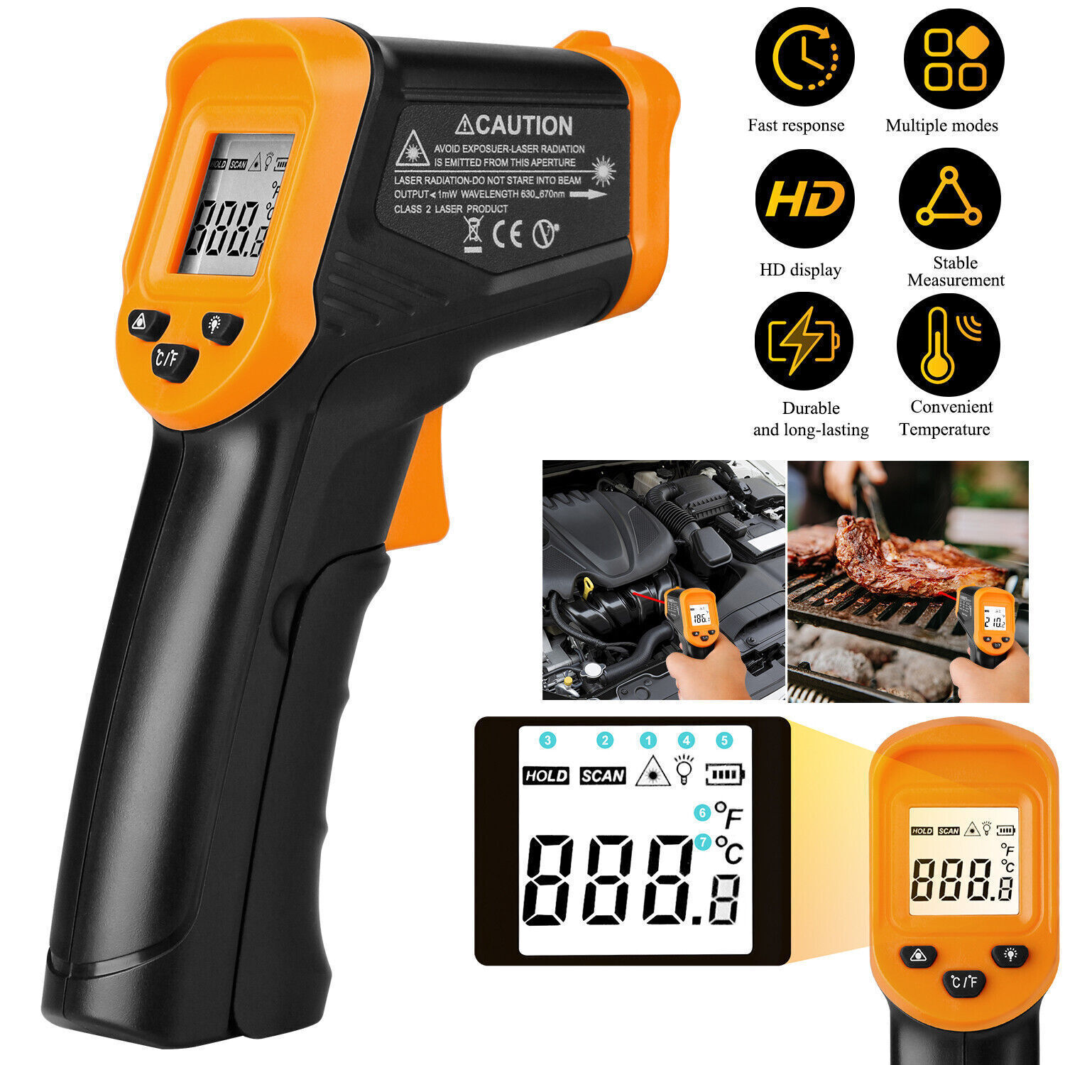 Digital Thermometer Infrared Gun IR Laser LCD Temperature Non-Contact Meter Gun