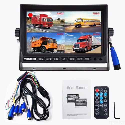 9" DVR QUAD Monitor 4CH Realtime Recording Reversing CCD Camera 32GB For Truck - Picture 10 of 12