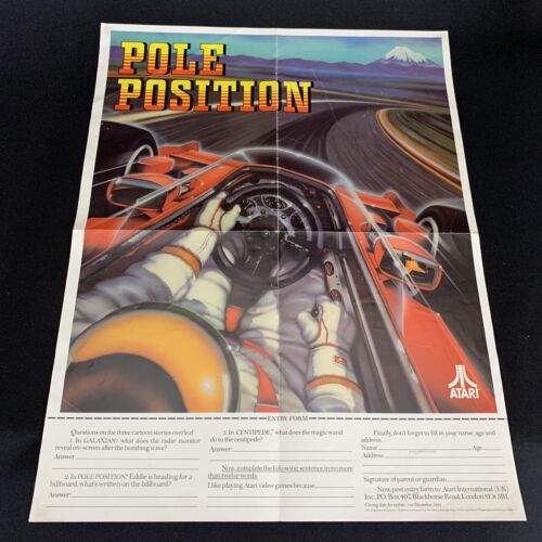 Atari 2600 Pole Position Videospiel Vintage Wettbewerb Poster 1984 Galaxian