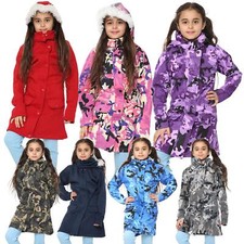 Kids Hooded Camo Parka Jacket Faux Fur Coat New Fashion Girls Age 5-13 Years