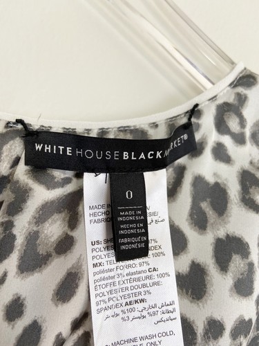 NWT White House Black Market Gray Leopard Print Reversible Tank Shirt Satin 0 - Picture 4 of 9
